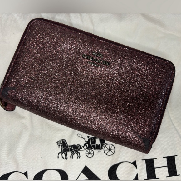 Coach Handbags - Coach Double Zipper Glitter Wallet Wristlet